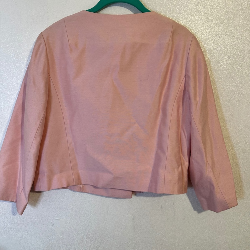 Vintage Rona Pink Skirt Suit Set Rhinestone Button Bow Dress Jacket 2pc - Picture 15 of 16